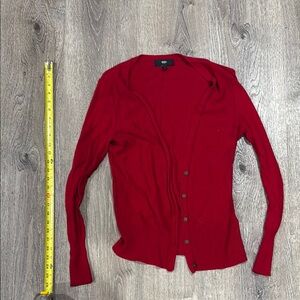 Mossimo Supply Co Red Cardigan Sweater with Ribbed Knit